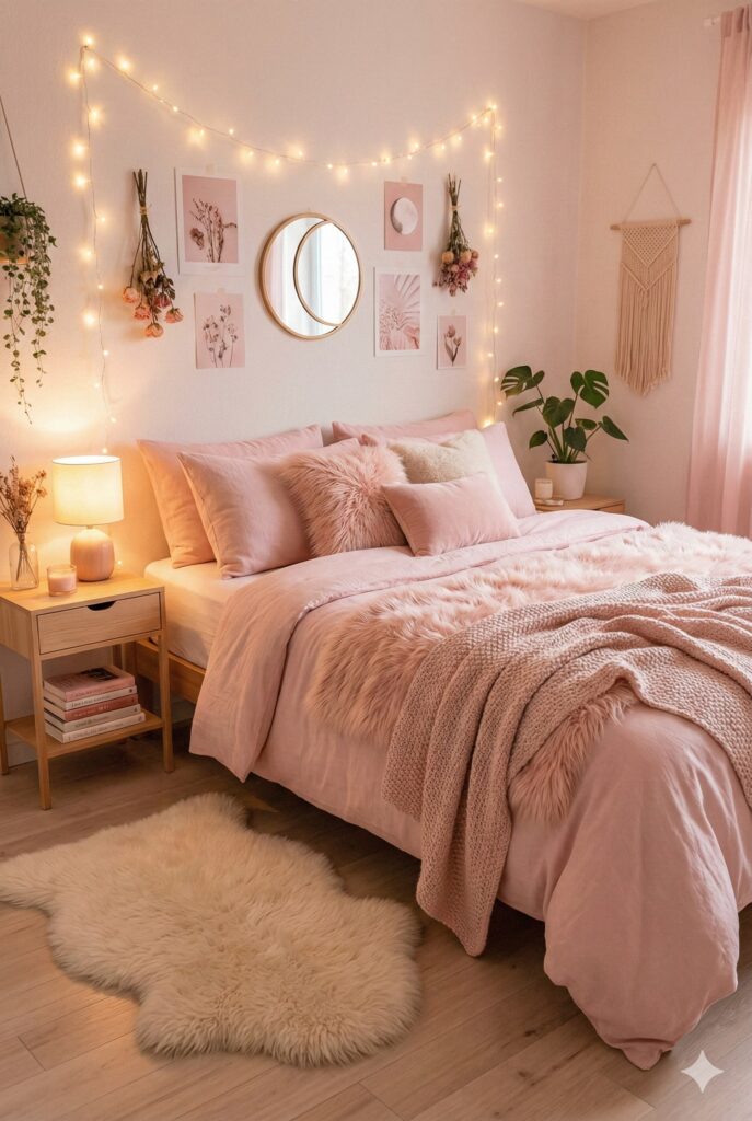 Cozy pink aesthetic room