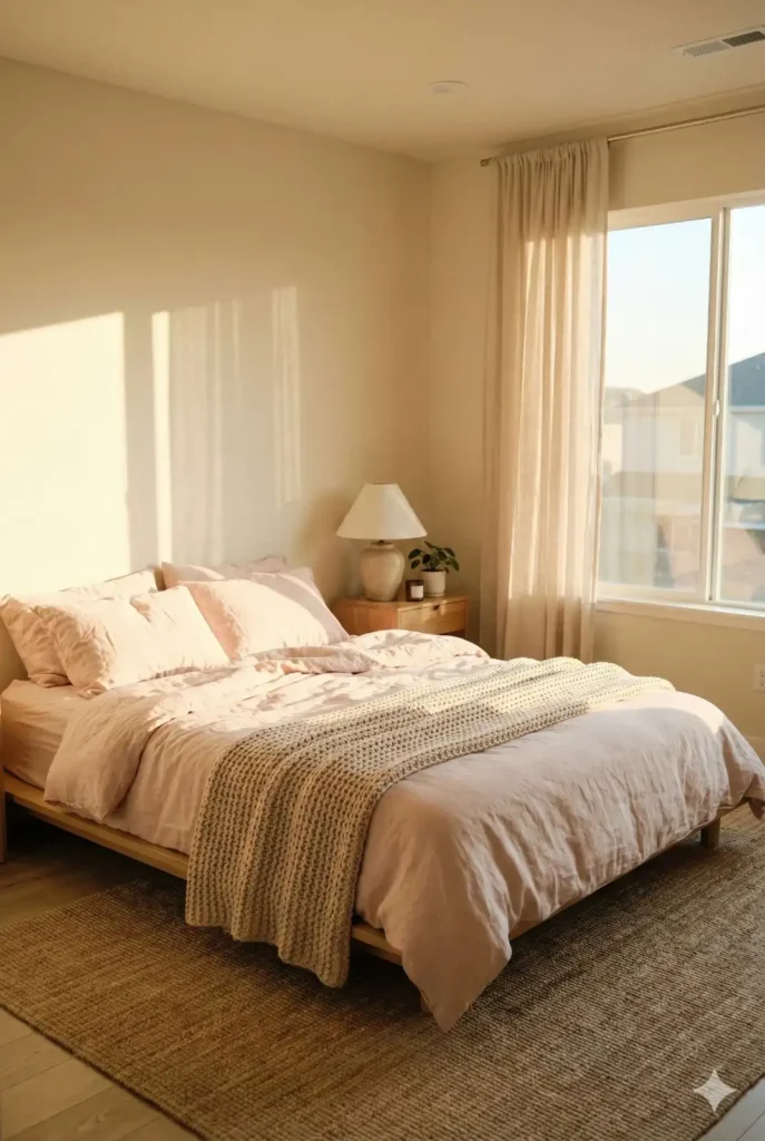 minimal pink cozy aesthetic room