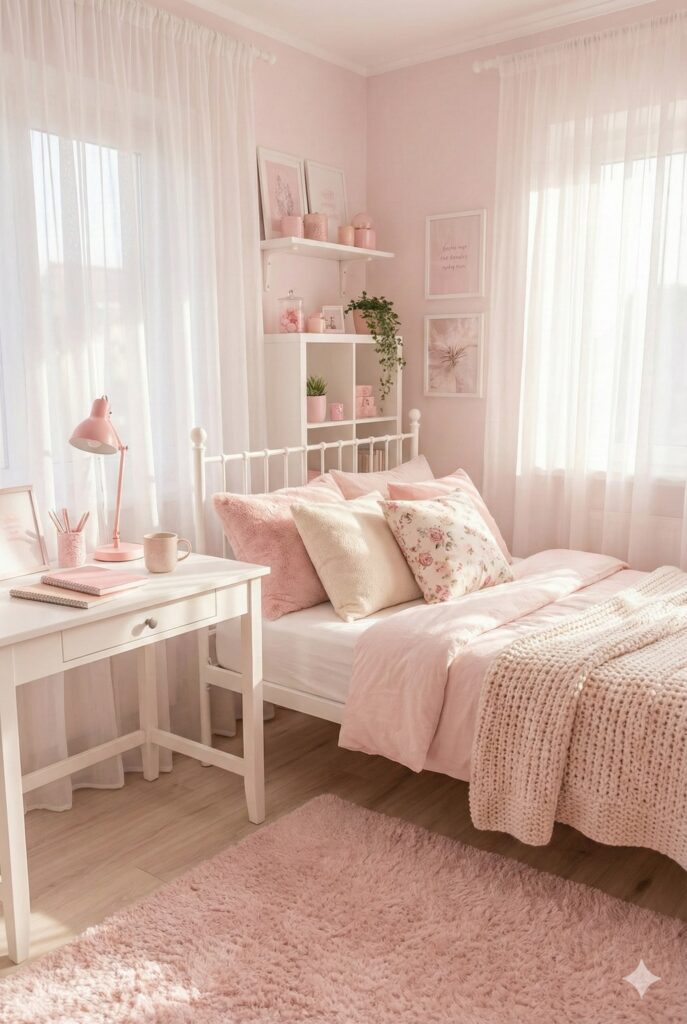 Soft pink room for girls